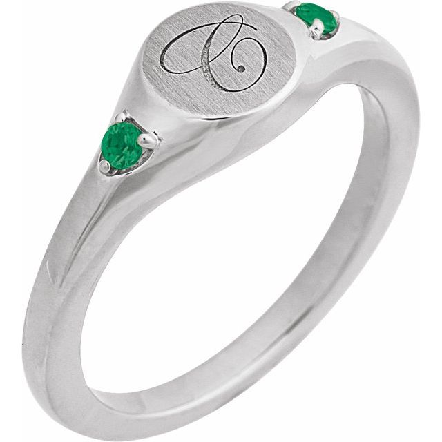 14k-white-engravable-natural-emerald-signet-ring