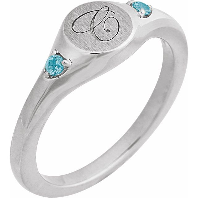 14k-white-engravable-natural-blue-zircon-signet-ring