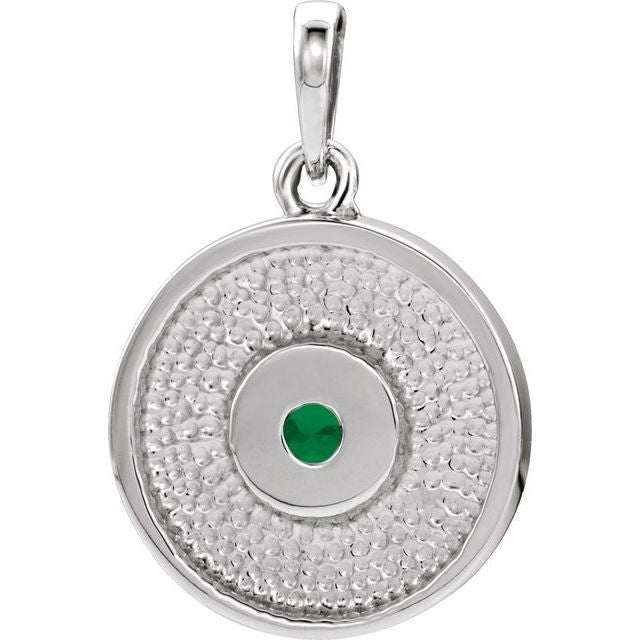 14k-white-natural-emerald-disc-pendant
