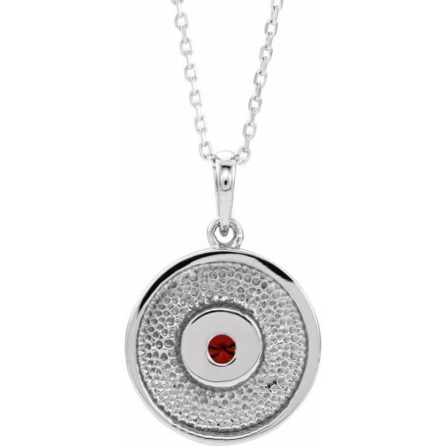14k-white-natural-mozambique-garnet-disc-16-18"-necklace