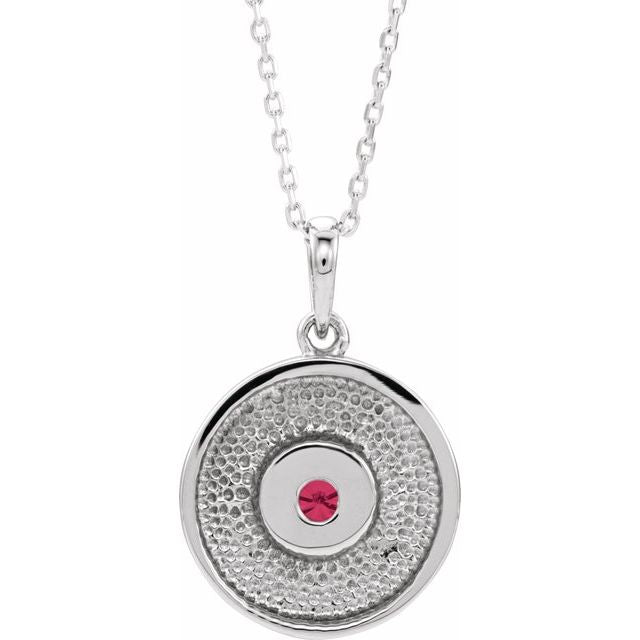 14k-white-natural-ruby-disc-16-18"-necklace