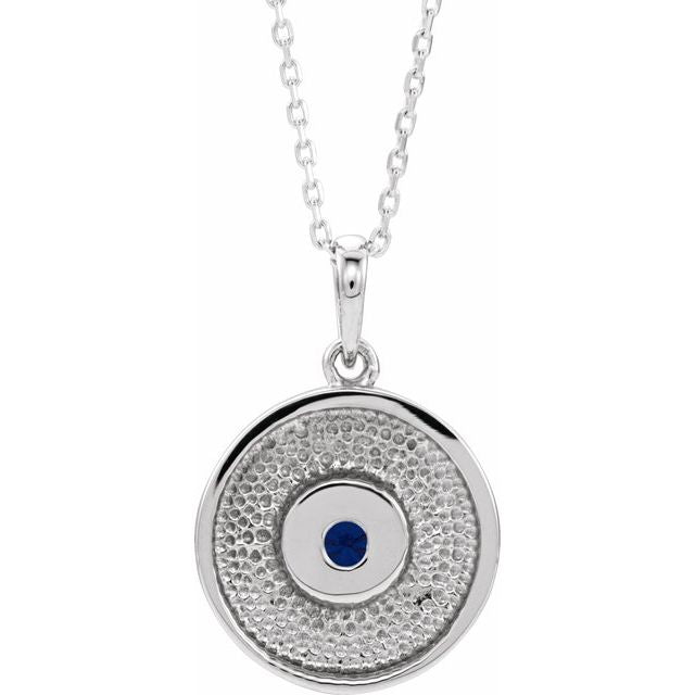 14k-white-lab-grown-blue-sapphire-disc-16-18"-necklace