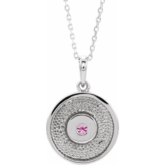 14k-white-natural-pink-tourmaline-disc-16-18"-necklace