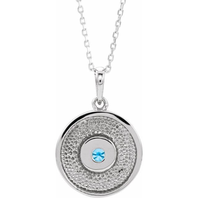 14k-white-natural-blue-zircon-disc-16-18"-necklace