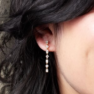 1 1/5 ct Lab-Grown Diamond 7-Stone Dangle Earrings