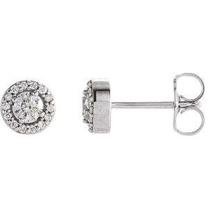 Diamond Round 4-Prong Halo-Style Earrings