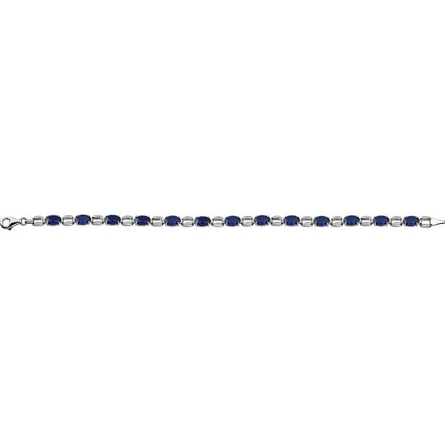 14k-white--oval-lab-grown-blue-sapphire-7-1/4"-bracelet