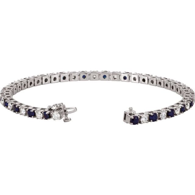 14k-white-lab-grown-blue-sapphire-&-2-3/8-ctw-lab-grown-diamond-line-7"-bracelet