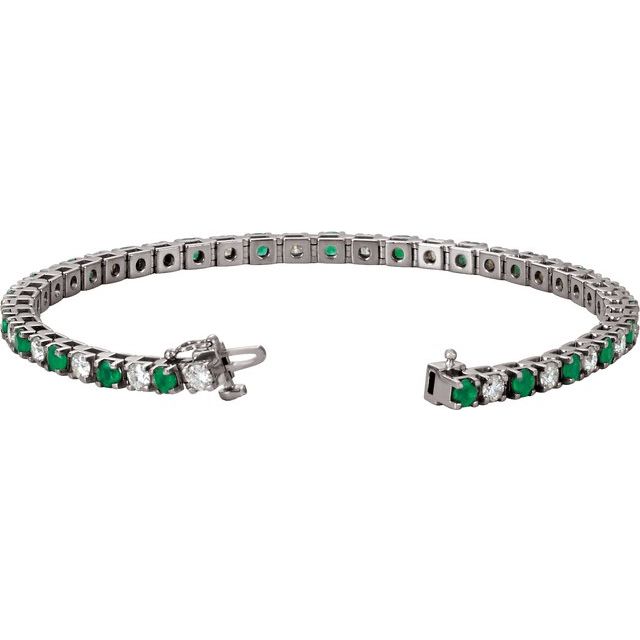 14k-white-lab-grown-emerald-&-2-3/8-ctw-lab-grown-diamond-line-7"-bracelet