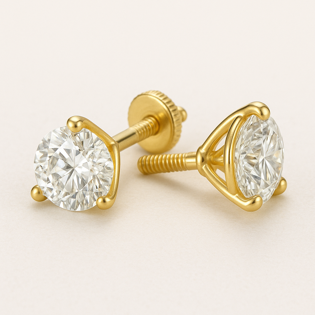 14K Yellow Gold Martini Set - Pushback 10ct Diamond Stud Earrings