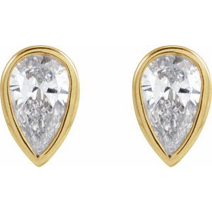 Diamond 1/10 ct Micro Pear Bezel Earrings