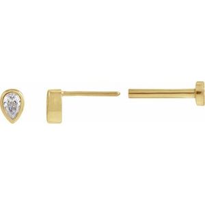 Diamond 1/10 ct Micro Pear Bezel Earrings