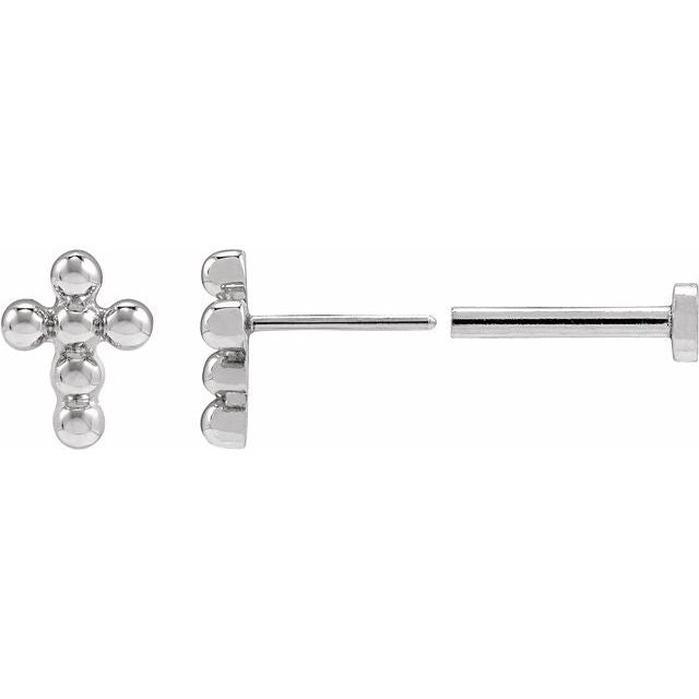 14k-white-beaded-cross-stud-earring