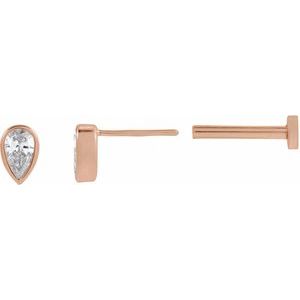 Diamond 1/10 ct Micro Pear Bezel Earrings