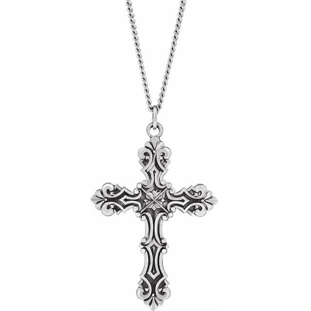 sterling-silver--fancy-cross-24"-necklace