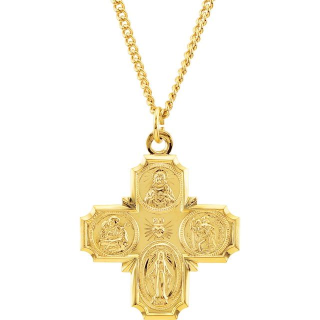 24k-yellow-gold-plated-sterling-silver-four-way-cross-24"-necklace