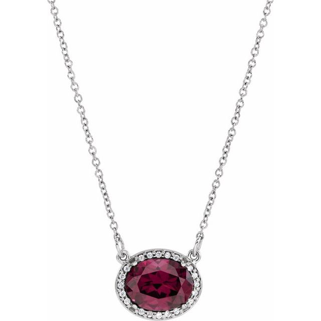 14k-white-natural-rhodolite-garnet-&-.04-ctw-natural-diamond-16-1/2"-necklace