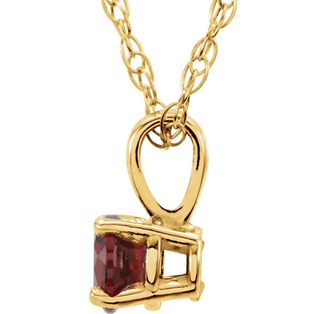 14k-yellow--imitation-mozambique-garnet-youth-solitaire-14"-necklace