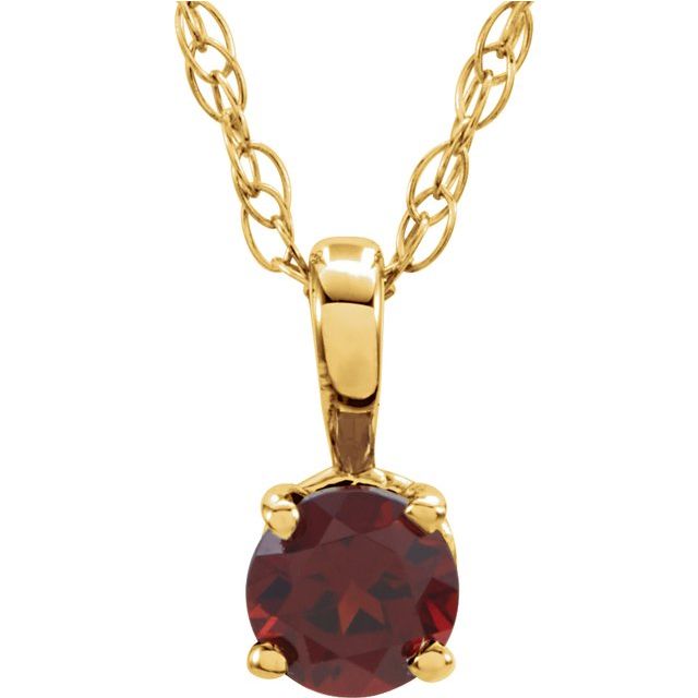 14k-yellow--imitation-mozambique-garnet-youth-solitaire-14"-necklace