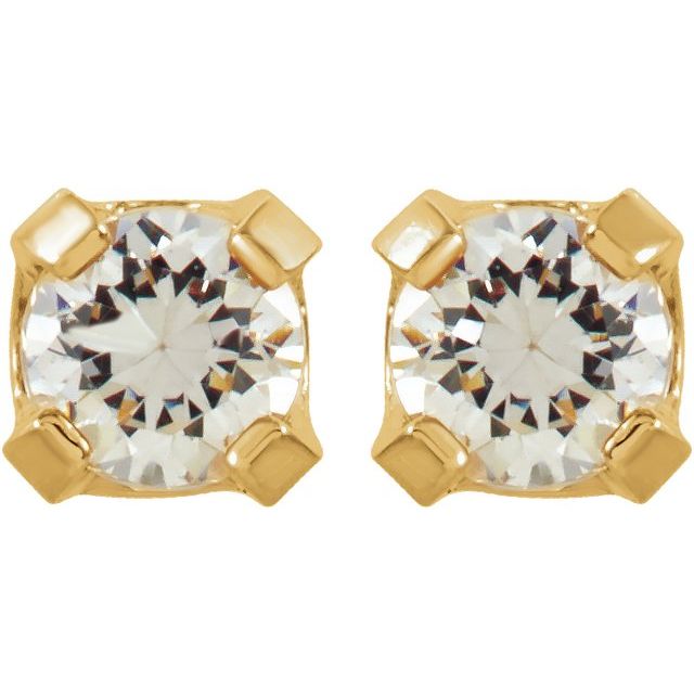 14k-yellow--imitation-white-cubic-zirconia-inverness®-piercing-stud-earrings