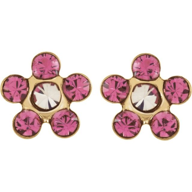 14k-yellow-imitation-pink-tourmaline-inverness®-piercing-earrings