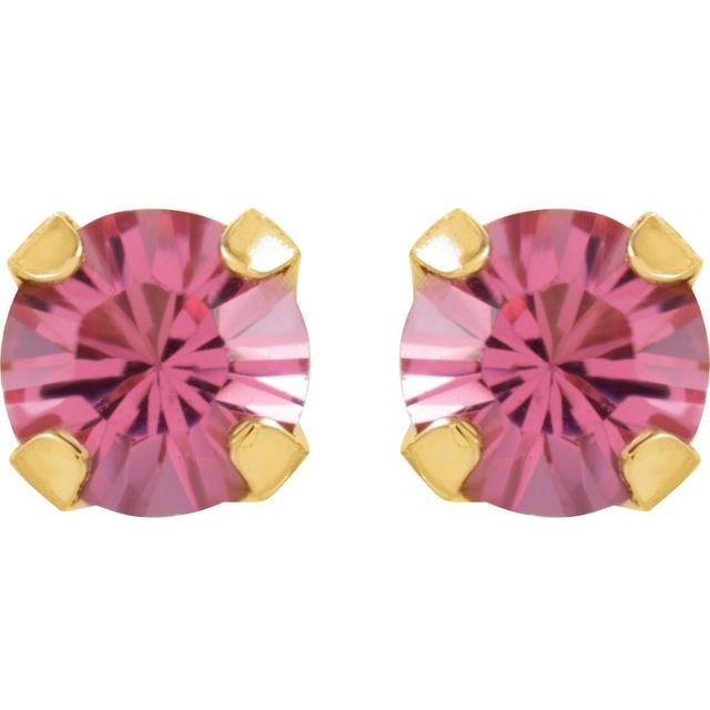 14k-yellow-imitation-pink-tourmaline-inverness®-piercing-stud-earrings