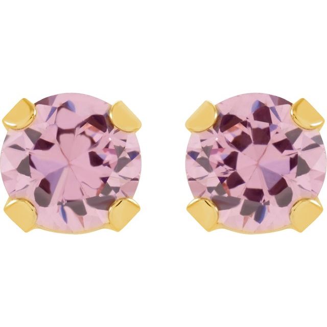 14k-yellow--round-imitation-pink-cubic-zirconia-piercing-stud-earrings