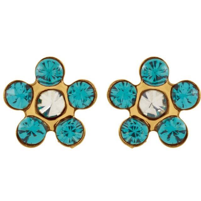14k-yellow-imitation-teal-zircon-inverness®-piercing-earrings