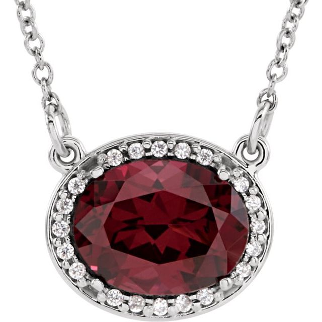 14k-white-natural-rhodolite-garnet-&-.04-ctw-natural-diamond-16-1/2"-necklace