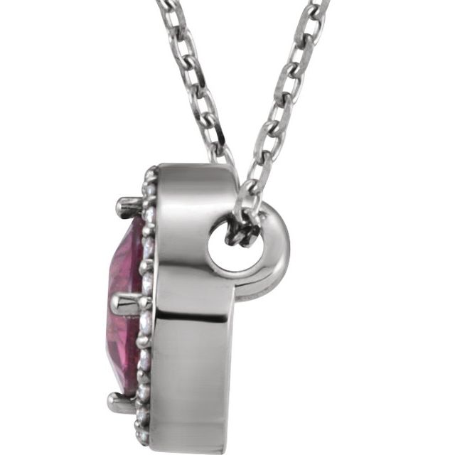 sterling-silver-imitation-pink-tourmaline-&-.05-ctw-natural-diamond-halo-style-16"-necklace