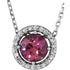 sterling-silver-imitation-pink-tourmaline-&-.05-ctw-natural-diamond-halo-style-16"-necklace