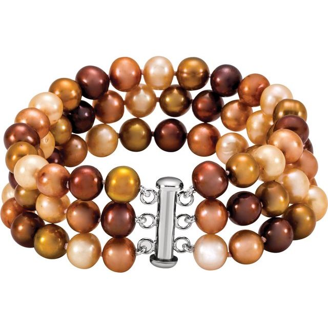 sterling-silver-cultured-chocolate-freshwater-pearl-3-strand-7-1/4"-bracelet