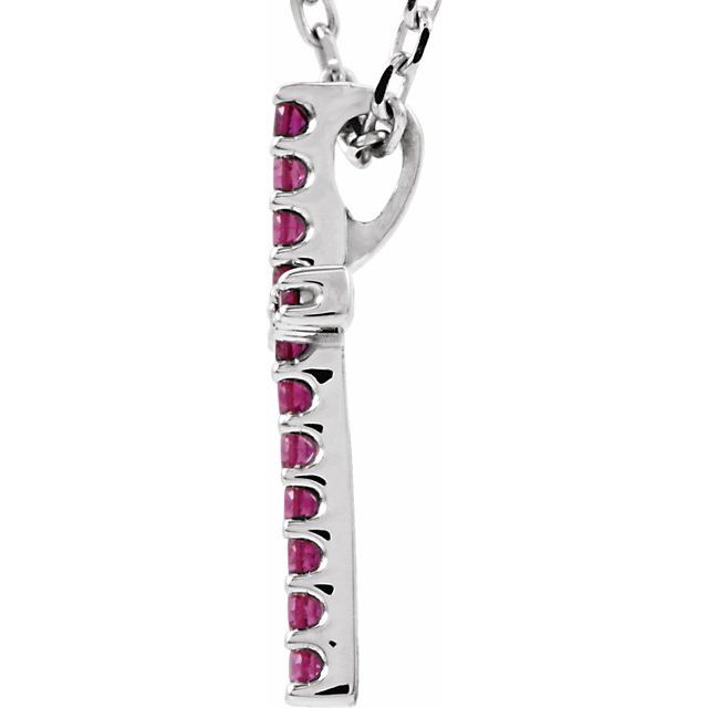 14k-white-natural-ruby-petite-cross-16"-necklace