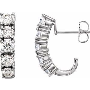 1 1/2 ct Diamond Lab Grown J-Hoop Earrings