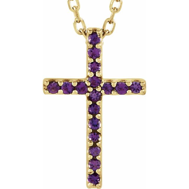 14k-yellow-natural-amethyst-petite-cross-16"-necklace
