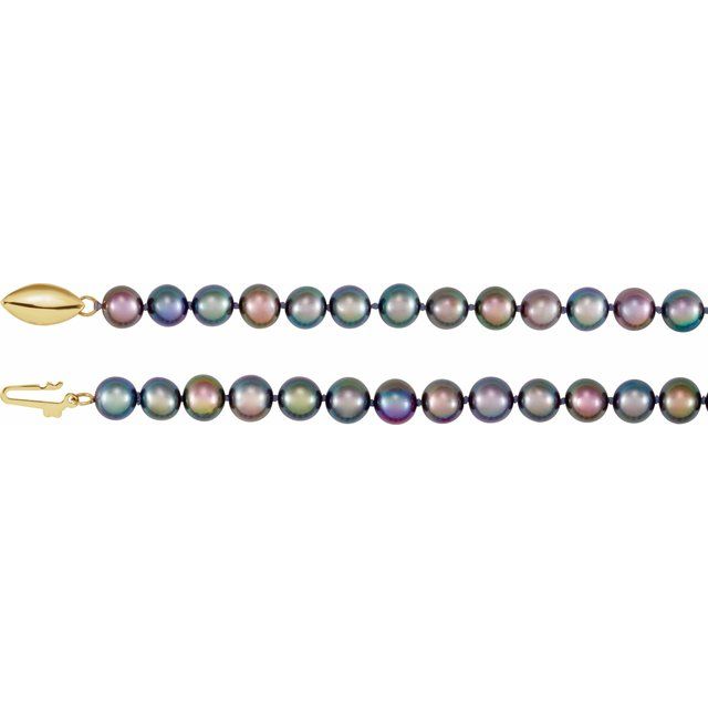 14k-yellow-panache®--cultured-black-freshwater-pearl-18"-necklace
