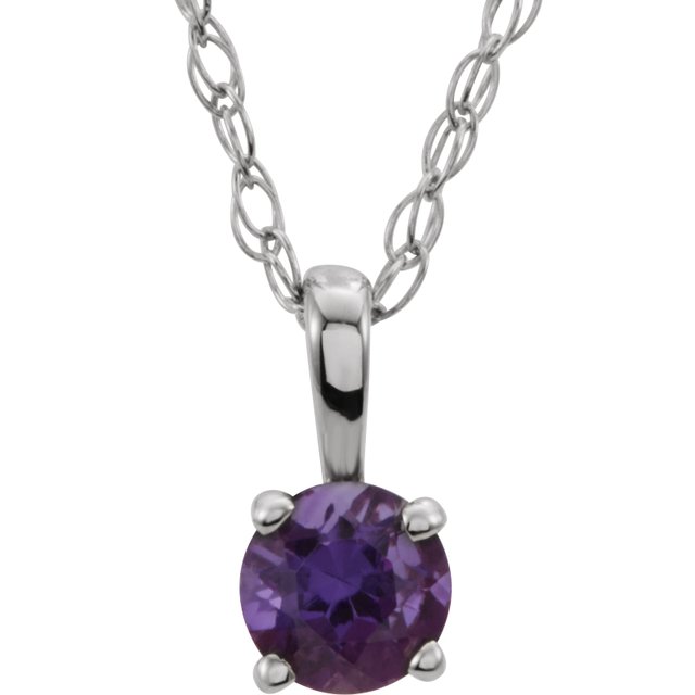 14k-white---natural-amethyst-youth-solitaire-14"-necklace