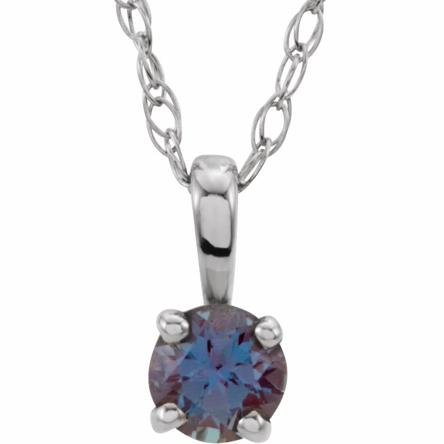 14k-white--imitation-alexandrite-youth-solitaire-14"-necklace