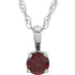 14k-white--natural-mozambique-garnet-youth-solitaire-14"-necklace