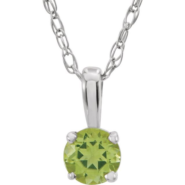 14k-white--imitation-peridot-youth-solitaire-14"-necklace