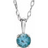 14k-white--imitation-blue-zircon-youth-solitaire-14"-necklace