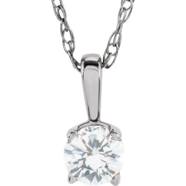14k-white--natural-white-sapphire-youth-solitaire-14"-necklace