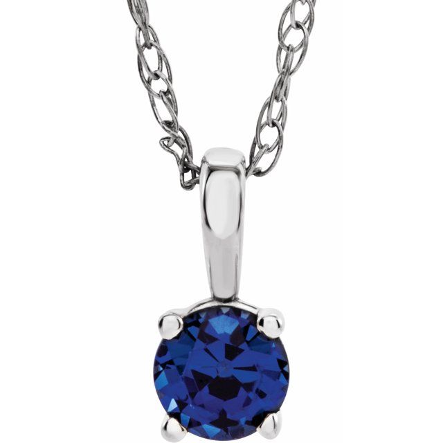 14k-white--lab-grown-blue-sapphire-youth-solitaire-14"-necklace