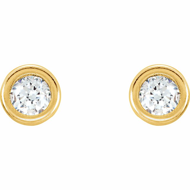 14k-yellow--imitation-white-cubic-zirconia-youth-bezel-stud-earrings