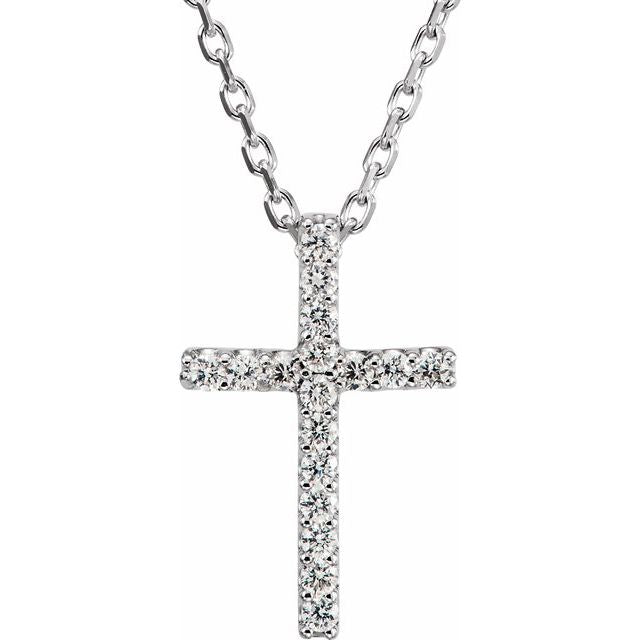 14k-white-.06-ctw-lab-grown-diamond-petite-cross-16"-necklace