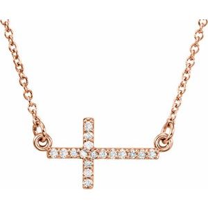0.07 ct Diamond Sideways Cross Necklace