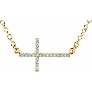 0.07 ct Diamond Sideways Cross Necklace