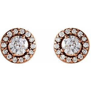 Diamond Round 4-Prong Halo-Style Earrings