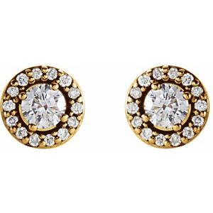 Diamond Round 4-Prong Halo-Style Earrings