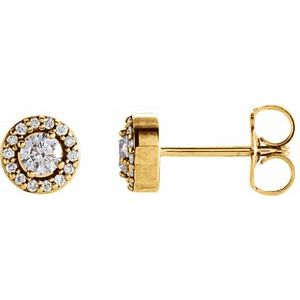 Diamond Round 4-Prong Halo-Style Earrings